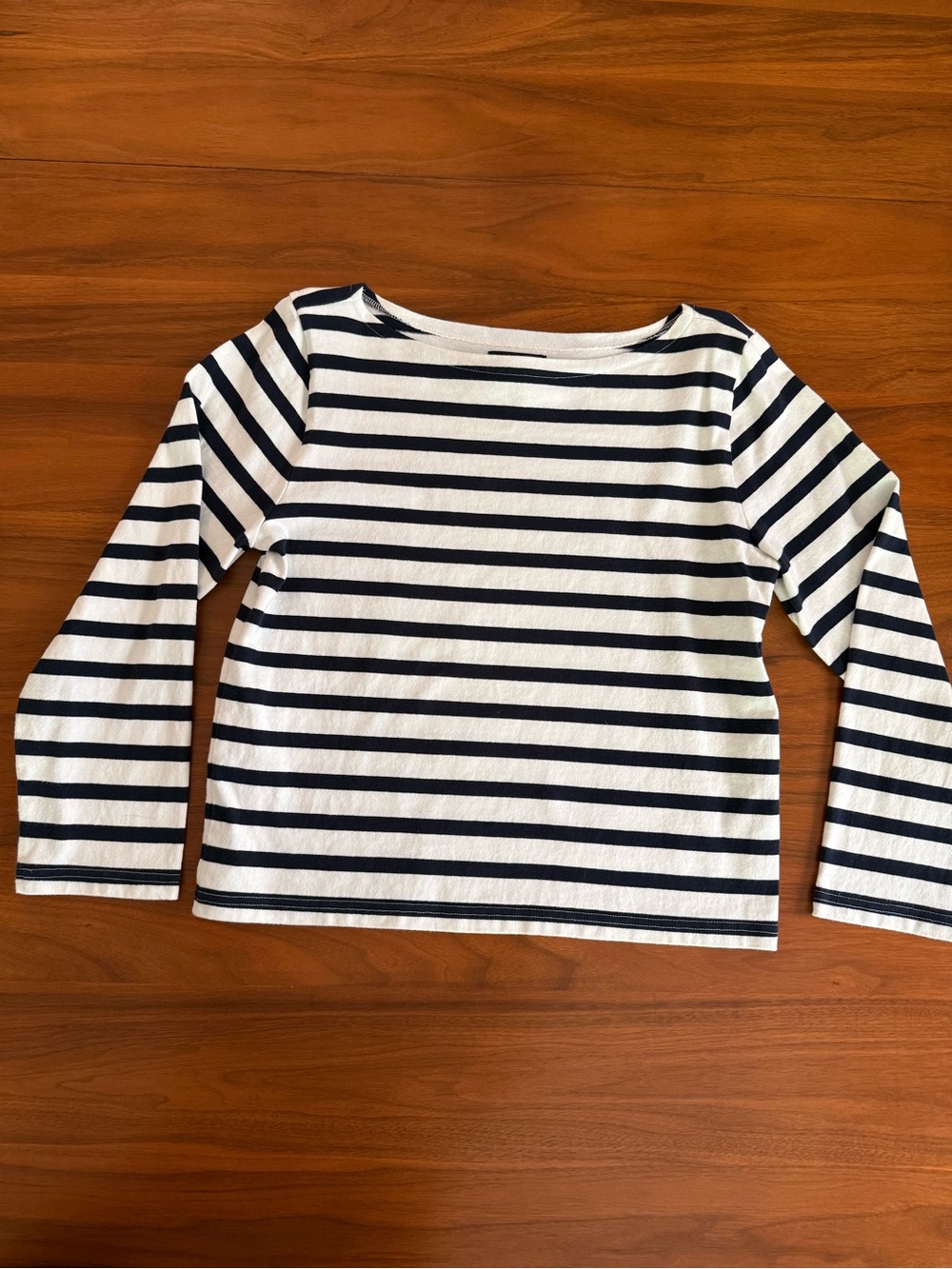 J. Crew Navy and White Breton Long-Sleeve Tee